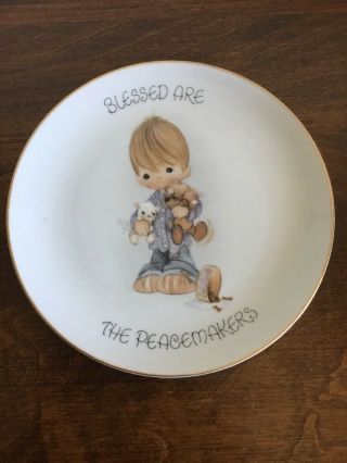 Precious Moments Blessed Are The Peacemakers Collectors Plate Boy W/pup & Kitten