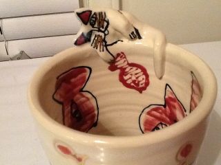 Large Hand Painted Cat Mugs By Cindy J.  Collectibles 5