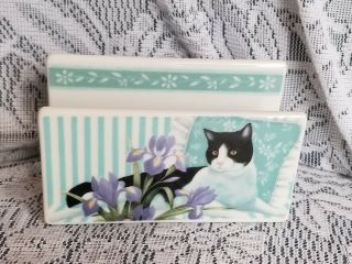 Vtg Letter Napkin Business Card Holder Cat Special Gifts By Crowning Touch 1989