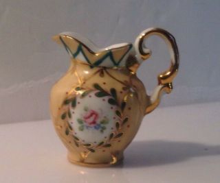 Vintage Miniature Porcelain Creamer Pitcher Gold Trim,  Roses