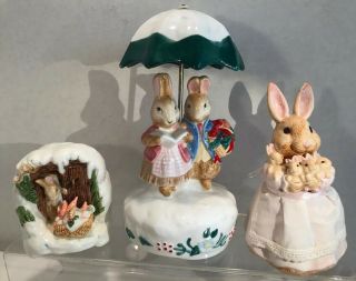 Set Of 3 Beatrix Potter Peter Rabbit Music Boxes By Schmid