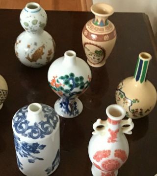 1980 Franklin Imperial Dynasty 12 Fine Porcelain Miniature Vases Unique 6