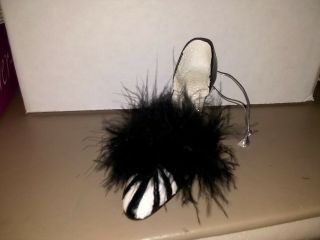 Collectible Decorative Ladies Miniature High Heel Shoe With Feathers Ornament.
