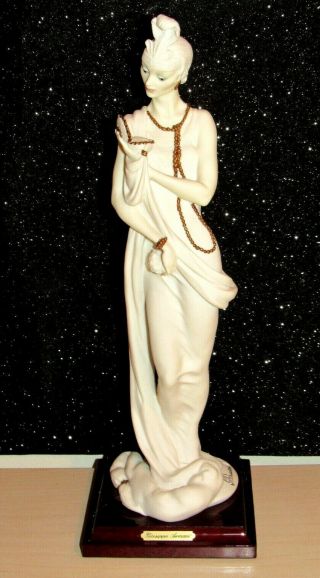 Giuseppe Armani Lady With Compact " Florence Signed 1987 Figurine W/gold Necklace