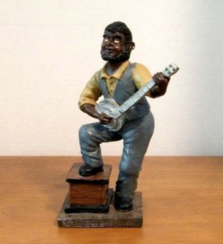 Vintage Black Banjo Player Figurine 7 " Tall