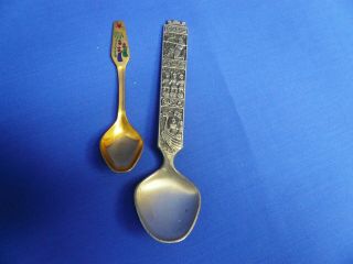 Vintage Norwegian Pewter Vikings Spoon And 1968 Meka Denmark Christmas Spoon
