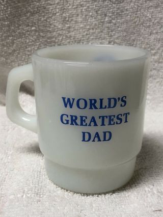 VINTAGE ANCHOR HOCKING WORLD ' S GREATEST DAD MILK GLASS MUG 3