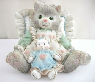 Calico Kittens Enesco 1992 " Friends Are Cuddles Of Love " Resin Cat Figurine
