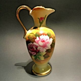 Enesco Vintage Small Ceramic Bud Vase Japan Hand Painted Pink Flowers