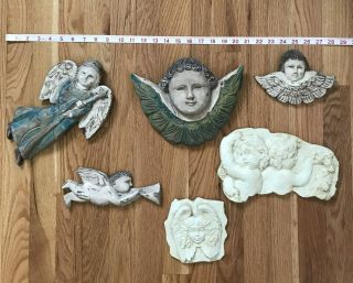 Home Décor: Sweet Angel Cherub Wall Plaques - 6 In Total; 4 Wooden,  2 Plaster