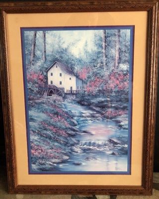 Vtg Home Interiors Picture Print Old Mill Water Wheel Stream By Sherry Masters