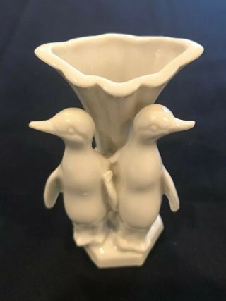 Vintage Penguin Figurine Porcelain Ceramic Bud Vase Toothpick Holder Japan 2”