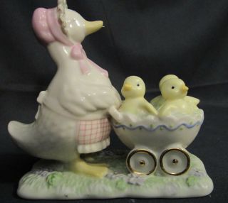 Lenox Springtime Stroll Mother Duck With 3 Duckling In Stroller Porcelain
