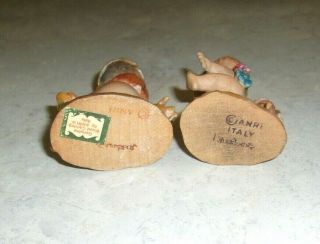 2 Vtg ANRI Italy Ferrandiz Easter Carved Wood Figurines Girl w/Egg & 1 w/rabbit 3