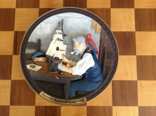 Norman Rockwell 3d Collector Plate " The Ship Builder "