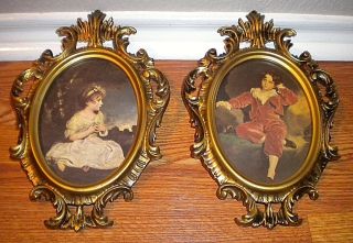 2 Vtg Picture Frames 209 - Age Of Innocence Reynolds Wall Hanging Gold W/glass
