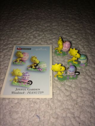 Joyful Garden Peanuts - Woodstock Hallmark 2005 Spring Easter Ornaments Set Of 3