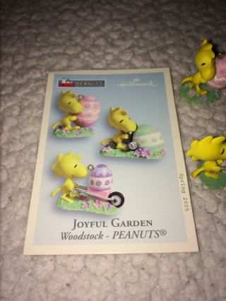 Joyful Garden Peanuts - Woodstock Hallmark 2005 Spring Easter Ornaments Set Of 3 4