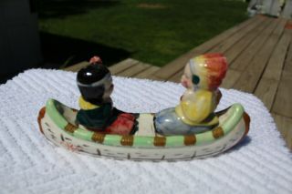 Vintage Indians Man and Woman in Canoe Salt and Pepper Shakers - Japan 4