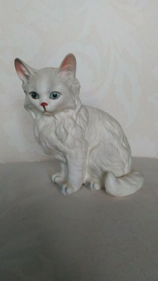 Vintage Lefton White Cat Figurine Kitsch H1514 Sticker