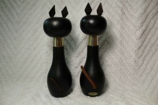 Vintage Wooden Black Kittens Salt and Pepper Shakers - Japan 3