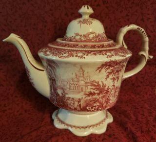 Burton And Burton Red Toile Castles And Palace Teapot