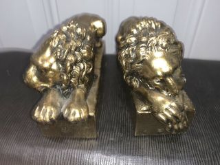 Pair Vintage Brass Lion Bookend Antonio Canova 1757 1822