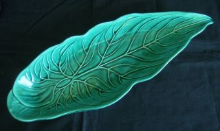 Fabulous Wedgwood Green Majolica Leaf Dish / Tray - - 14 "