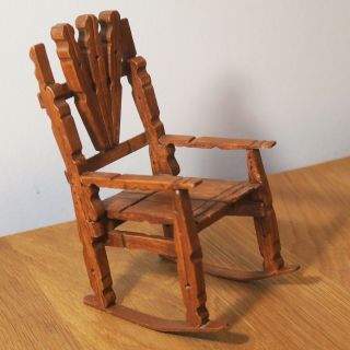 Vintage Miniature Wood Folk Art Clothes Pin Rocking Chair