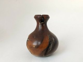 Vintage 1960 ' s 1970 ' s Mid Century Modern Burl Wood Turned Small Vase 3