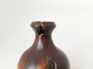 Vintage 1960 ' s 1970 ' s Mid Century Modern Burl Wood Turned Small Vase 7