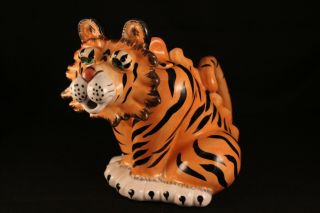 Blue Sky Clayworks Pottery Safari Kitchen Whimsical Tiger Teapot Ceramic 13054