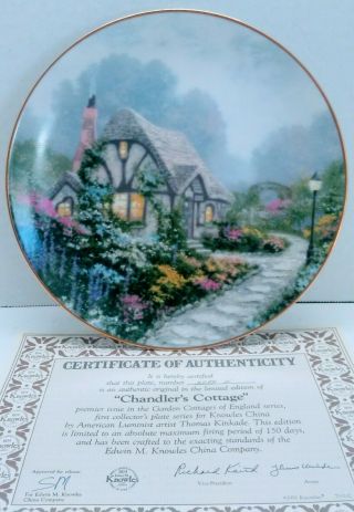 1991 Knowles Thomas Kinkade Chandlers Cottage 1st Issue Plate 3558 2