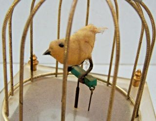 Vintage Japan Mechanical Wind - Up Bird in Cage Music Box Lucite Birdcage 5