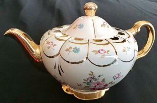 Vintage Sadler Roses Cube Teapot With Gold Trim (england)