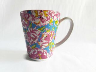 Lilly Pulitzer Pink White Blue Floral Coffee Tea Cup Mug Lead A Colorful Life