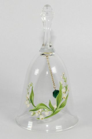 Avon 24 Full Lead Crystal Bell Clear With Painted Lily Of The Valley