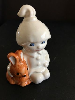 Vintage Goebel W Germany White Porcelain Child With Brown Bunny