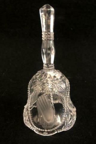 Emson 24 Lead Crystal Bell With Praying Hands 23rd Psalm Scripture