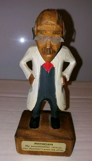 Vtg Folk Art Hand Carved Wood Doctor Figurine Physician Surgeon