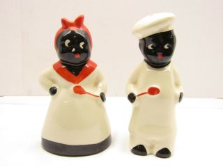 Vintage Black Americana Mammy And Pappy Salt And Pepper Shakers