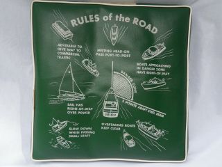 Vintage Green Boat Cushion Nautical Marine " Rules Of The Road " Acme Java Kapok