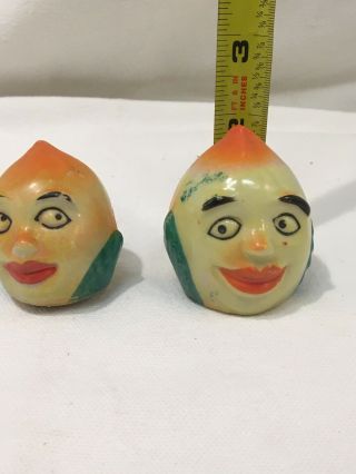 vintage anthropomorphic salt and pepper shakers Peach Clown 5