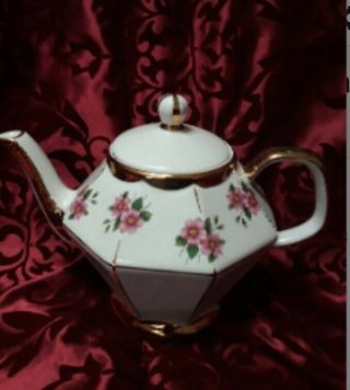 Gibsons Staffordshire England Vintage China Tea Pot,  Pretty Pink Flowers