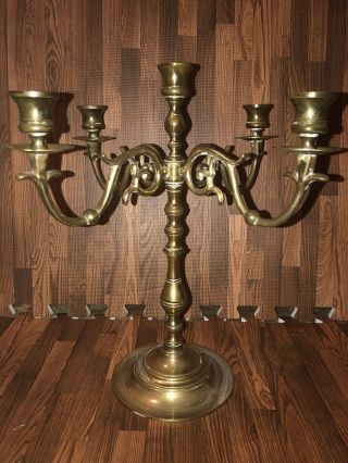 Vintage Tall Brass Candelabra 5 Candle 4 Arm Brass Candle Holder