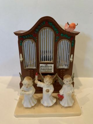 Vintage Organ With Angels Music Box Oversea Hong Kong Silent Night