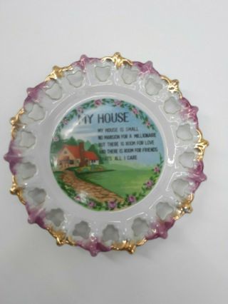 Vintage Souvenir Collector My Home Is Small Plate No Mansion For A Millionaire