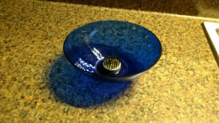 Vintage Dish Bowl Flower Frog Metal Pins Floral Arranging Vase Bowl Cobalt Blue