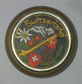 Swiss Rodi Music Box Wood Embroidered Motif Plays Edelweiss From Switzerland