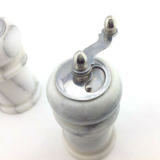 Vintage Marble Gray and White Salt and Pepper Mill Grinder Shakers Set 2